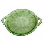 Vintage Uranium Glass Green Depression Cake Platter