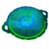 Vintage Uranium Glass Green Depression Cake Platter