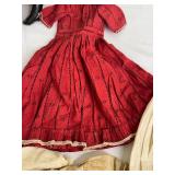 Pair of Antique Dolls in Handcrafted Denim Dresses with Extra Outfits