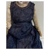Pair of Antique Dolls in Handcrafted Denim Dresses with Extra Outfits