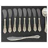 Wallace Rose Point Sterling Silver Flatware Set - 8 Spreaders, 1 Butter Knife, 1 Sugar Spoon