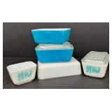 Pyrex Butterprint Rooster Pattern Set – Vintage White & Teal (5-Piece)