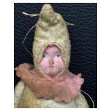 Antique Cloth Doll - Cotton-Spun Fabric, Hooded Cone Outfit - Wear as Shown