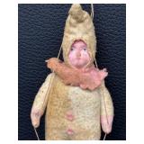 Antique Cloth Doll - Cotton-Spun Fabric, Hooded Cone Outfit - Wear as Shown