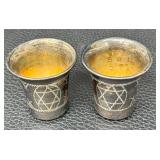 Vintage Kiddush Cups - Sterling Silver Niello Star of David (Pair)