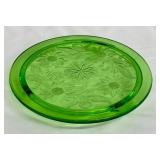 Vintage Jeanette Footed Cake Plate - Vintage Green Glass, Circa 1930-1935