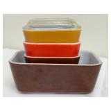 Pyrex Fridgie Vintage Glass Storage Set - 4 Colored Containers with Lids