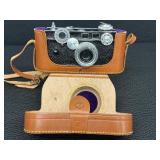 Vintage Rangefinder Film Camera in Leather Case - Not Tested