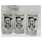 Set of Five Vintage Minnesota Twins 1964 Glass Tumblers