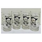Set of Five Vintage Minnesota Twins 1964 Glass Tumblers