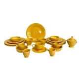 Vintage Fiesta Homer Laughlin Genuine Fiesta USA Vintage Yellow Dinnerware Set - 7 Dinner Plates