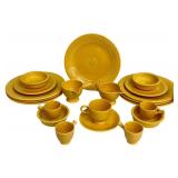 Vintage Fiesta Homer Laughlin Genuine Fiesta USA Vintage Yellow Dinnerware Set - 7 Dinner Plates