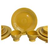 Vintage Fiesta Homer Laughlin Genuine Fiesta USA Vintage Yellow Dinnerware Set - 7 Dinner Plates