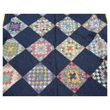 Carolina Quilters Vintage Patchwork Quilt - Machine-Quilted Diamond-Block Design