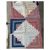 Vintage Log Cabin Quilt Blocks & Panels - Patchwork Pieces, Assorted Sizes