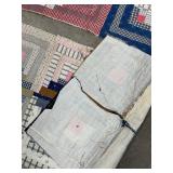 Vintage Log Cabin Quilt Blocks & Panels - Patchwork Pieces, Assorted Sizes
