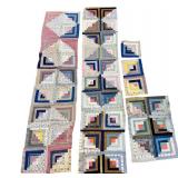 Vintage Log Cabin Quilt Blocks & Panels - Patchwork Pieces, Assorted Sizes