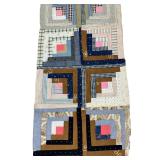 Vintage Log Cabin Quilt Blocks & Panels - Patchwork Pieces, Assorted Sizes
