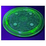 Vintage Jeanette Sunflower Footed Cake Plate & Pink Depression Glass Bowls