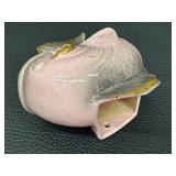Vintage Pink Ceramic Fish Sculpture Wall Pocket