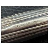 Vintage Crown Sterling Candlesticks, Salt & Pepper Shakers & Fork & Spoon - Sterling Silver Set