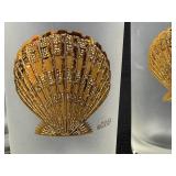 Three Vintage Culver Vintage Frosted Glass Tumblers - Seashell Gold Embossed
