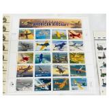 USPS New Classic American Aircraft Stamp Sheet + All Aboard! Train Sheet + Ship-Themed Strip