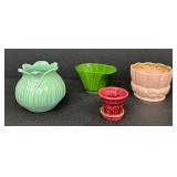 Red Wing Tulip #894 Planters - Vintage Art Pottery Lot of 4 including a Vintage Red Wing Tulip #894 Planter