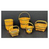 Longaberger JW Collection Miniature Baskets Lot of 5 - Banker