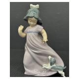 NAO Porcelain Figurine - Girl in Lavender Dress with Puppy