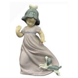 NAO Porcelain Figurine - Girl in Lavender Dress with Puppy