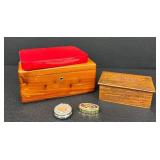 Lane Vintage Dresser Box with Red Bakelite Jewelry Box & Trinket Boxes - Pre-Owned