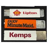 Vintage Advertising Carton Cutters - Lot of 5 (Lipton, Minute Maid, Kemps, Brach