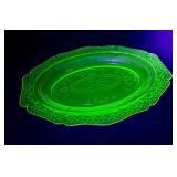 Vintage Indiana Glass Chantilly Uranium Green Dinner Plate & Glass Set - Vintage Chantilly Pattern