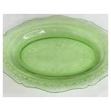 Vintage Indiana Glass Chantilly Uranium Green Dinner Plate & Glass Set - Vintage Chantilly Pattern