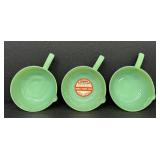 Set of Three Vintage Fire-King Jadeite Single Spout Skillet Bowls