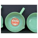 Set of Three Vintage Fire-King Jadeite Single Spout Skillet Bowls