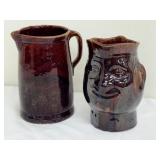 Antique Red Ware Pitcher including an Antique Bennington Pottery Brown Drip Glaze Pitcher