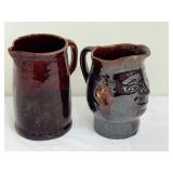 Antique Red Ware Pitcher including an Antique Bennington Pottery Brown Drip Glaze Pitcher