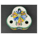 Antique Aladin France Faience Inkwell - Antique Hand-Painted Ceramic Desk Accessory