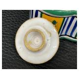 Antique Aladin France Faience Inkwell - Antique Hand-Painted Ceramic Desk Accessory