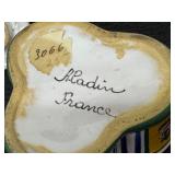 Antique Aladin France Faience Inkwell - Antique Hand-Painted Ceramic Desk Accessory