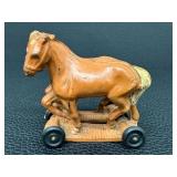 Antique AUB-RUBR Horses - Antique Toy Horses on a Wheeled Base, Pair