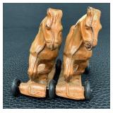 Antique AUB-RUBR Horses - Antique Toy Horses on a Wheeled Base, Pair