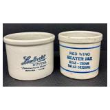 Vintage Lambrecht Butter Crock & Red Wing Beater Jar