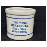 Vintage Lambrecht Butter Crock & Red Wing Beater Jar