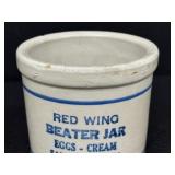 Vintage Lambrecht Butter Crock & Red Wing Beater Jar