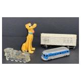 Vintage Treasures including Lionel Savings Bank Boxcar 6050, Vintate Ceramic Pluto Figurine and More