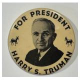 Vintage Harry S. Truman 1948 Presidential Campaign Pin-Back Button