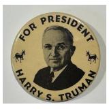 Vintage Harry S. Truman 1948 Presidential Campaign Pin-Back Button